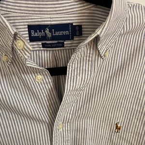 Ralph Lauren Men's Classic Fit Striped Oxford Shirt, Slate/White